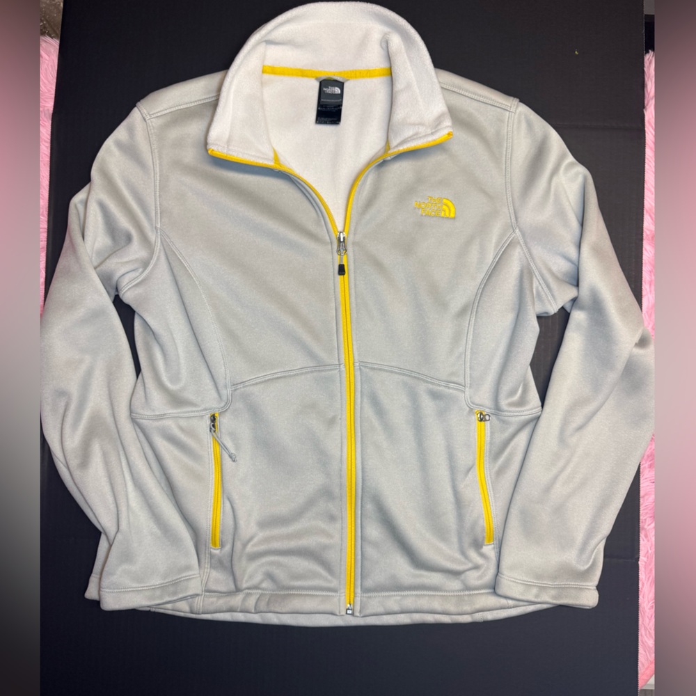 The North Face White and Yellow Fleece Jacket